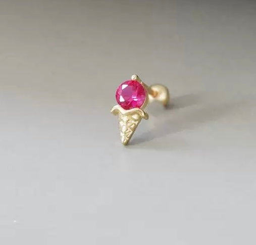 Pink Ice Cream Stud Earrings