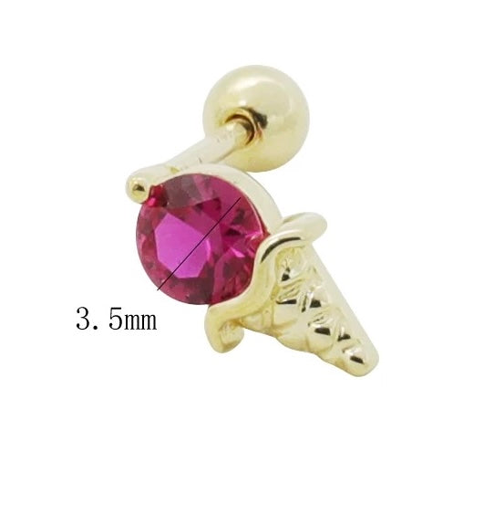 Pink Ice Cream Stud Earrings