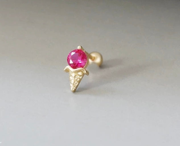 Pink Ice Cream Stud Earrings