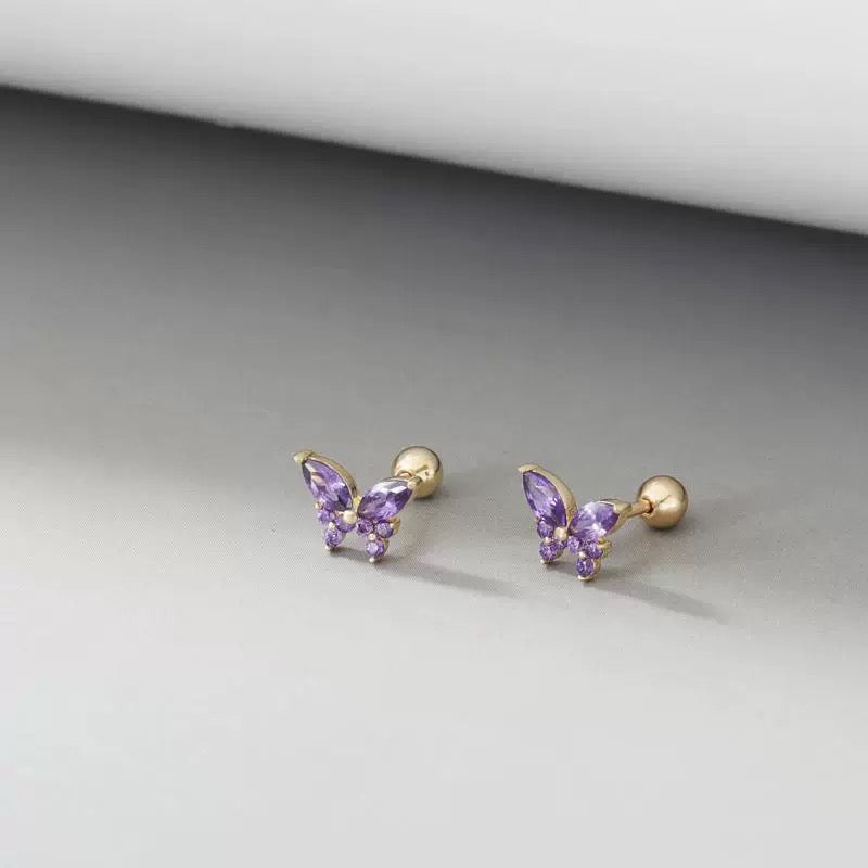 Bezel Butterfly Stud Earrings