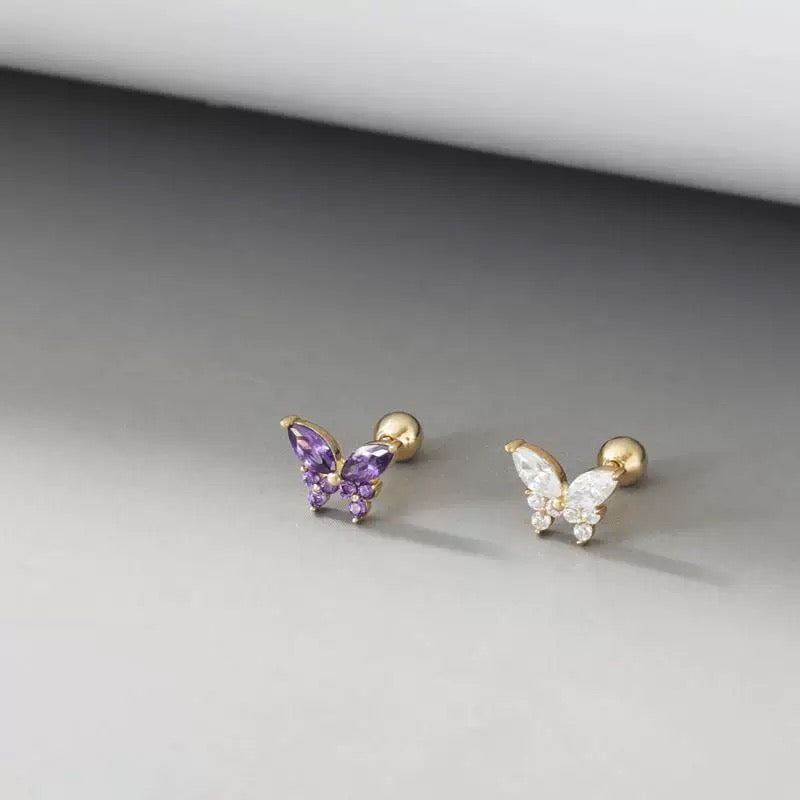 Bezel Butterfly Stud Earrings