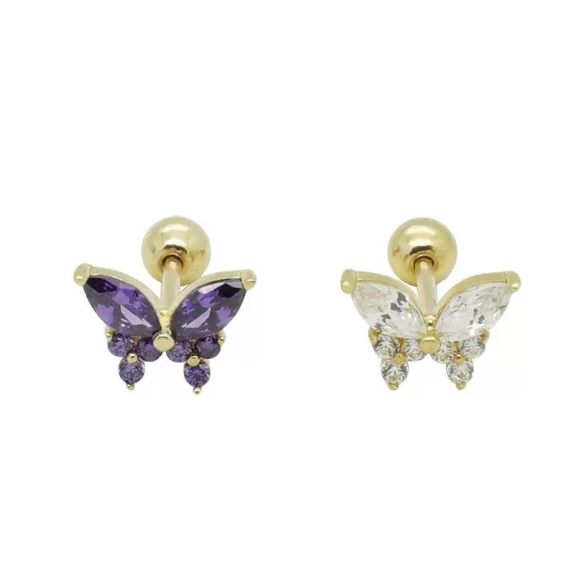 Bezel Butterfly Stud Earrings