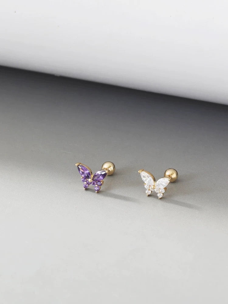 Bezel Butterfly Stud Earrings