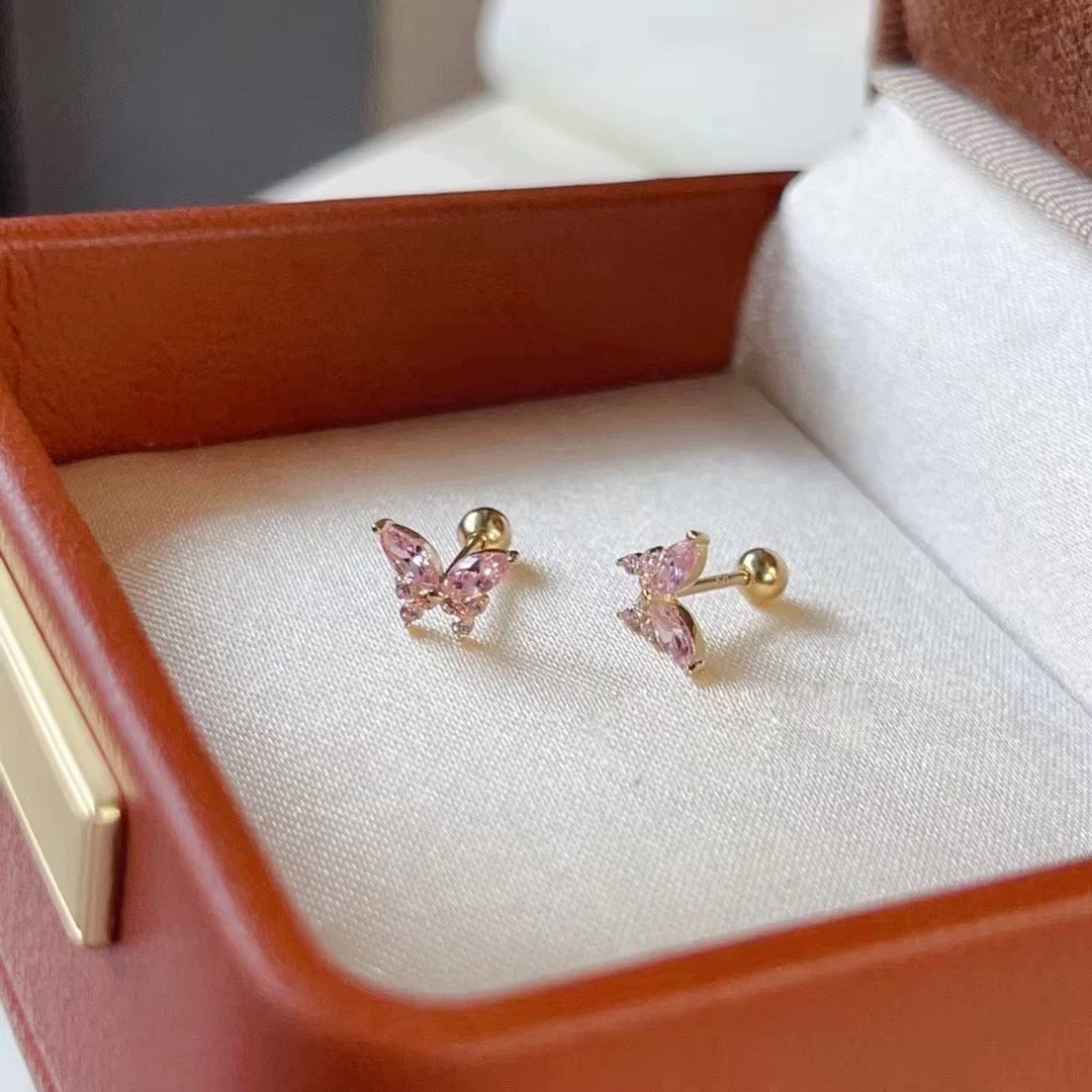 Bezel Butterfly Stud Earrings