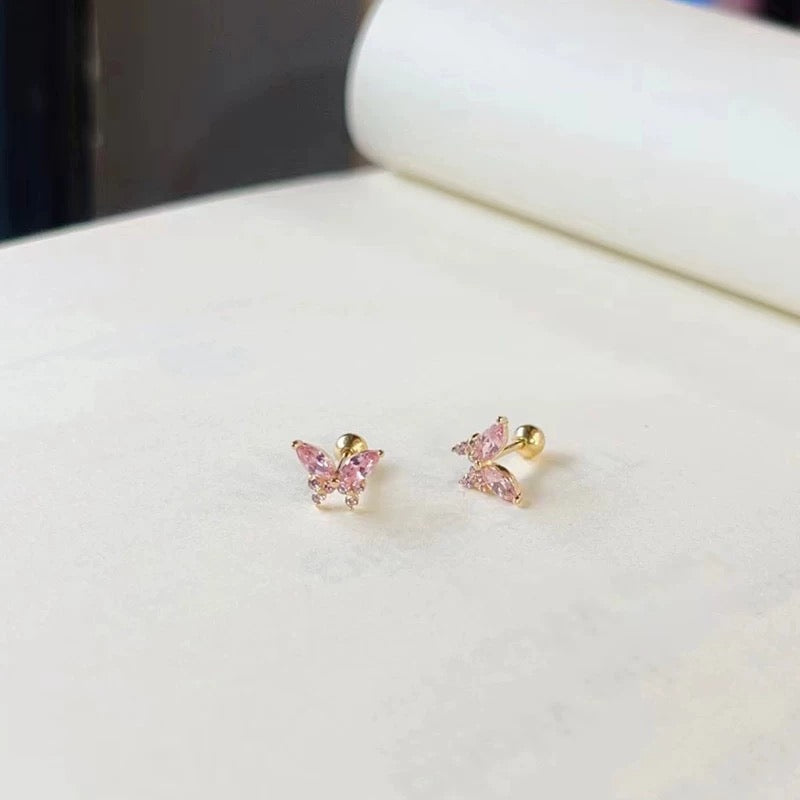 Bezel Butterfly Stud Earrings