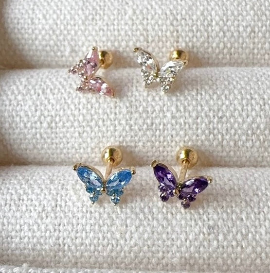 Bezel Butterfly Stud Earrings