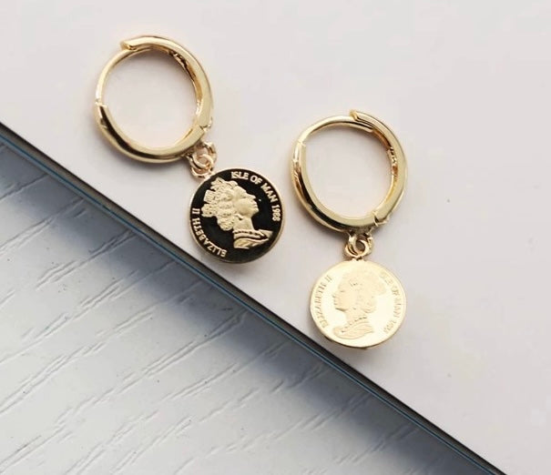 Queen's Jubilee Coin Huggie Hoops