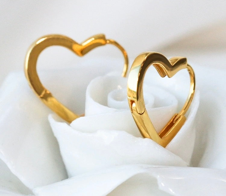 Heart Shaped Huggie Hoops