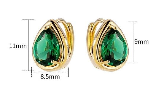 Emerald Moissanite Teardrop Huggie Hoops