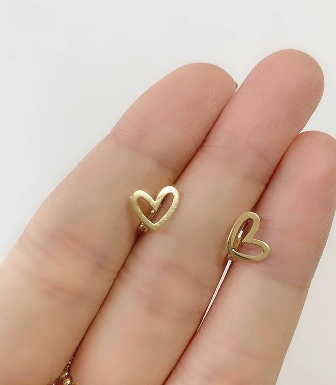 Stylistic Heart Huggie Hoops