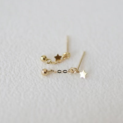 Star Globe Chain Stud Earrings