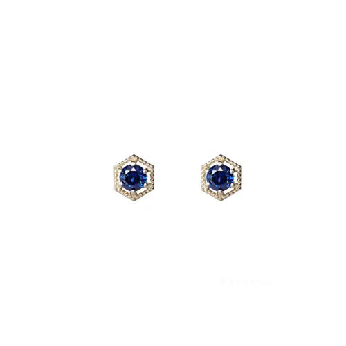 Blue Hex Periodic Stud Earrings