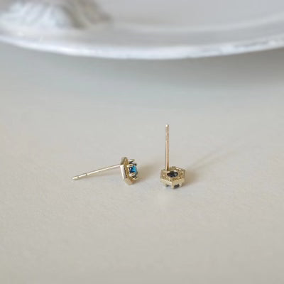 Blue Hex Periodic Stud Earrings