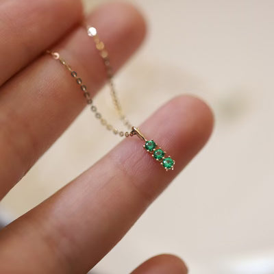 Thrice Emerald Gem Charm Pendant