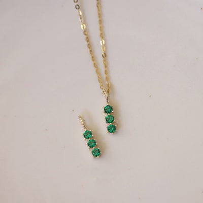 Thrice Emerald Gem Charm Pendant