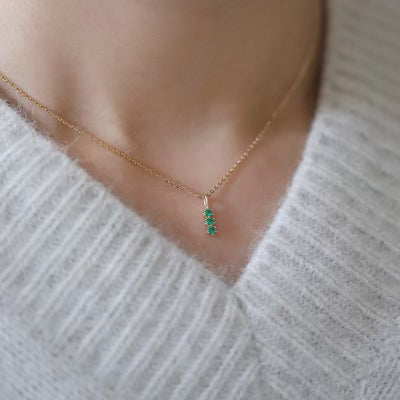 Thrice Emerald Gem Charm Pendant