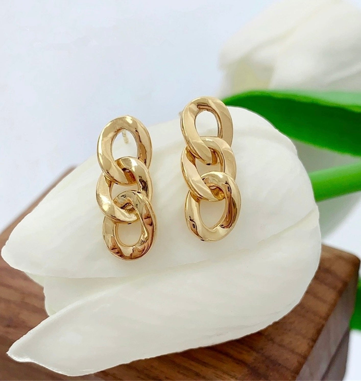 Trio Cuban Links Stud Earrings