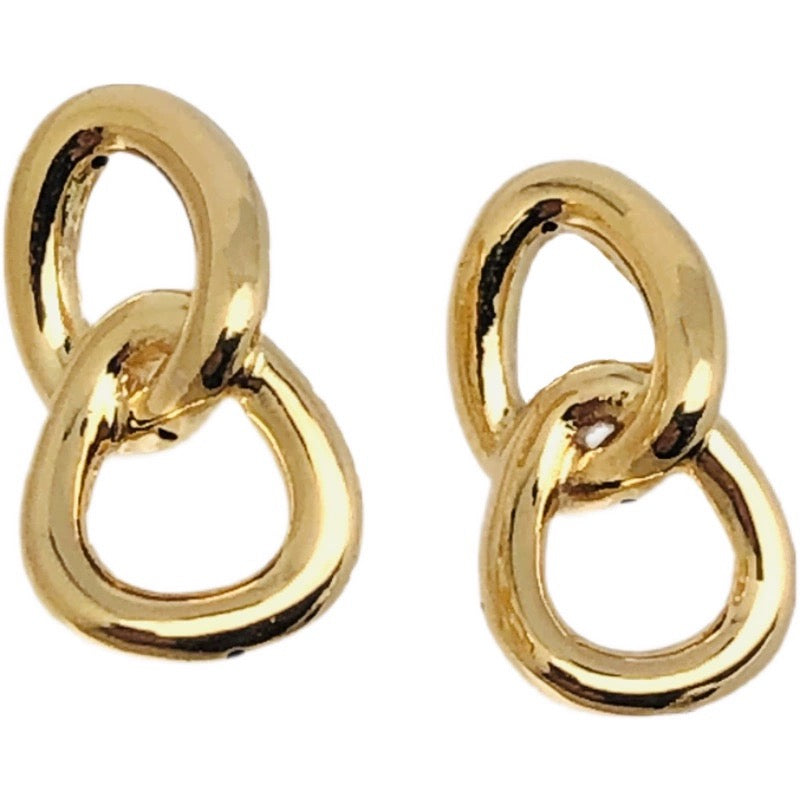 Twin Curb Links Stud Earrings