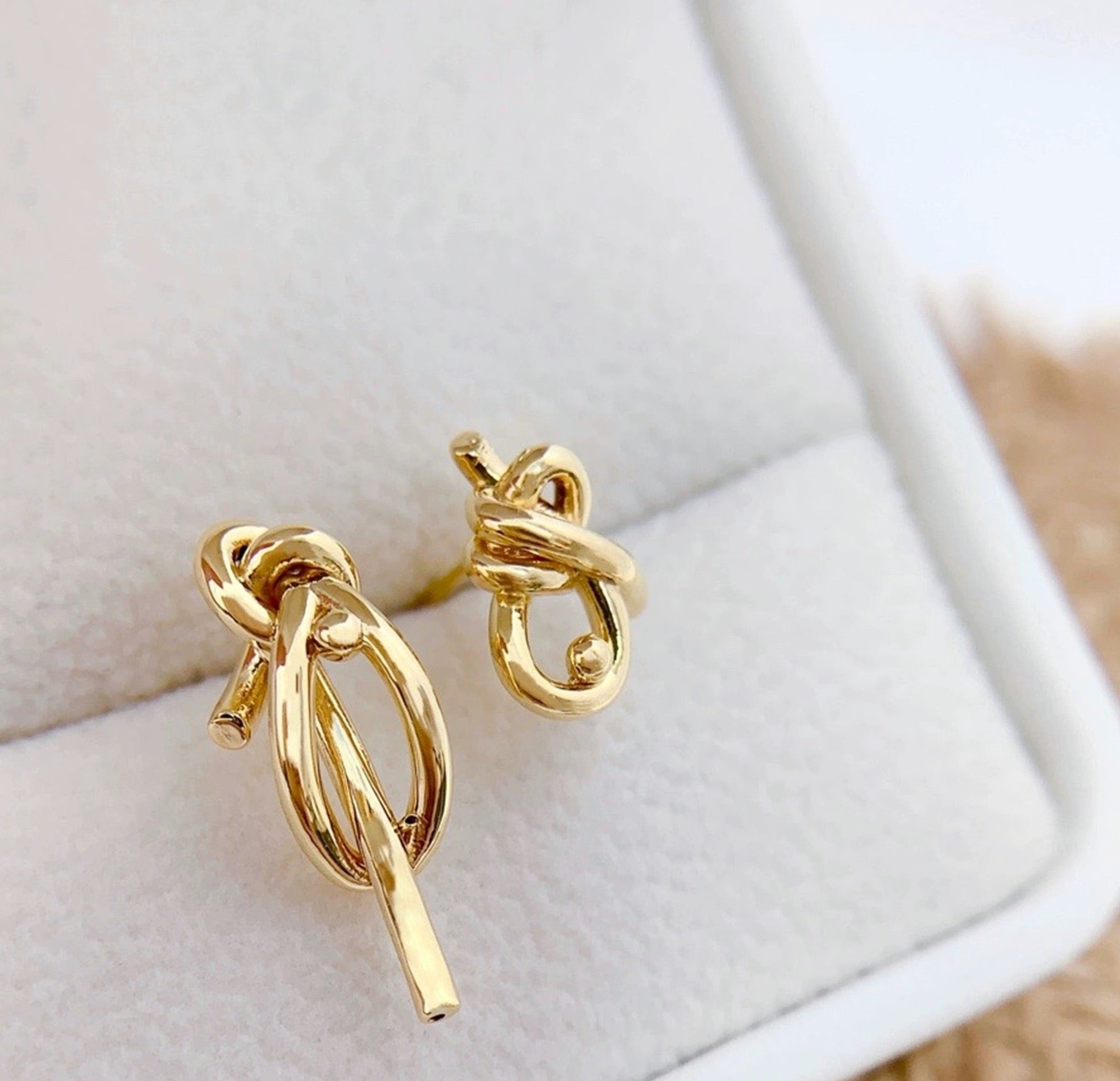 Asymmetric Signature Knots Stud Earrings