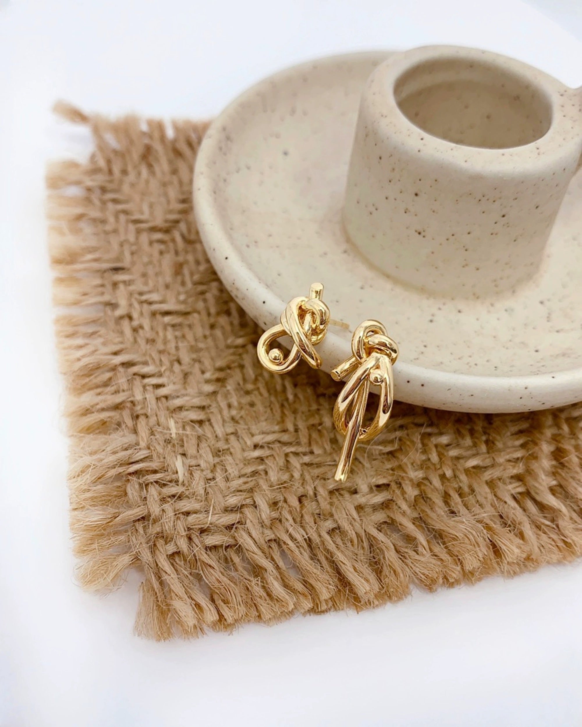 Asymmetric Signature Knots Stud Earrings