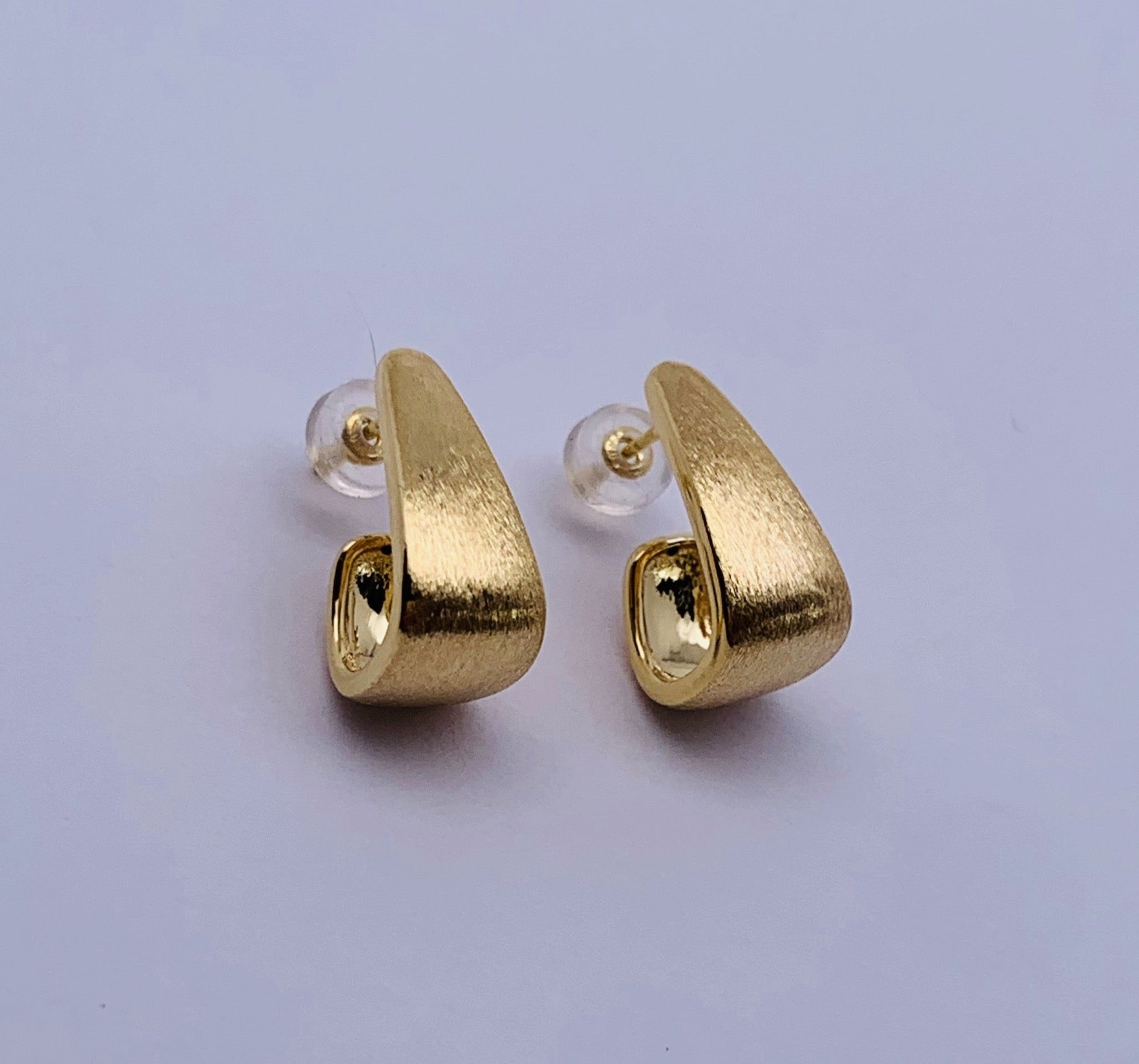 Brushed Hook Cuff Stud Earrings