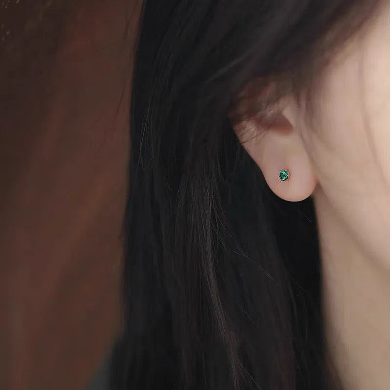 Emerald Gem Stud Earrings