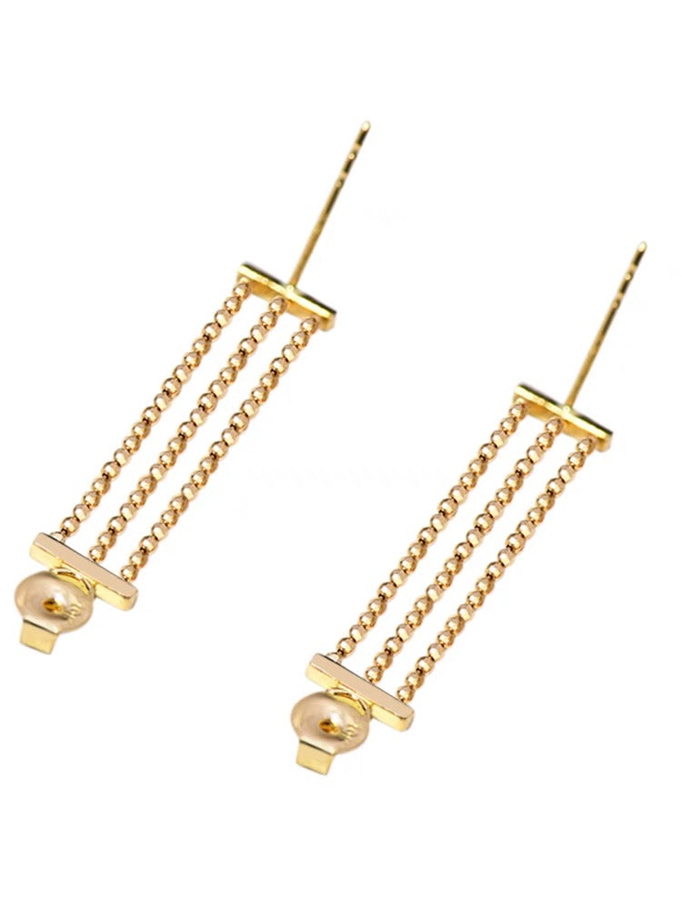 Three Ball Bead Chain Stud Earrings