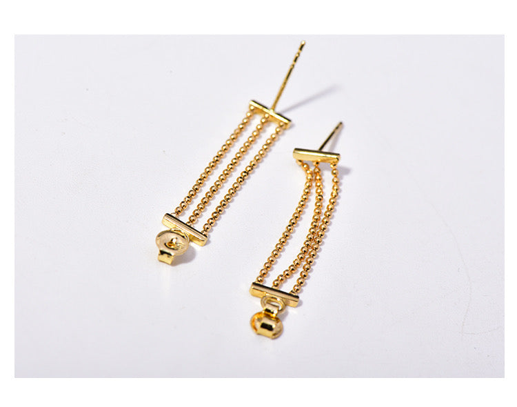 Three Ball Bead Chain Stud Earrings