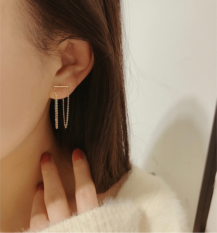 Curtain Drape Chain Stud Earrings