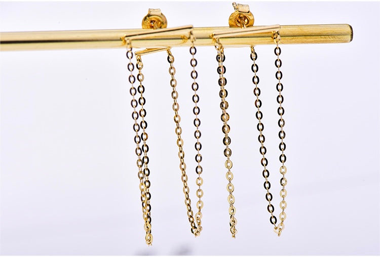 Curtain Drape Chain Stud Earrings