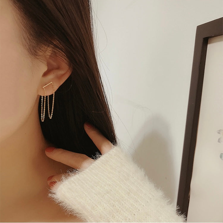 Curtain Drape Chain Stud Earrings