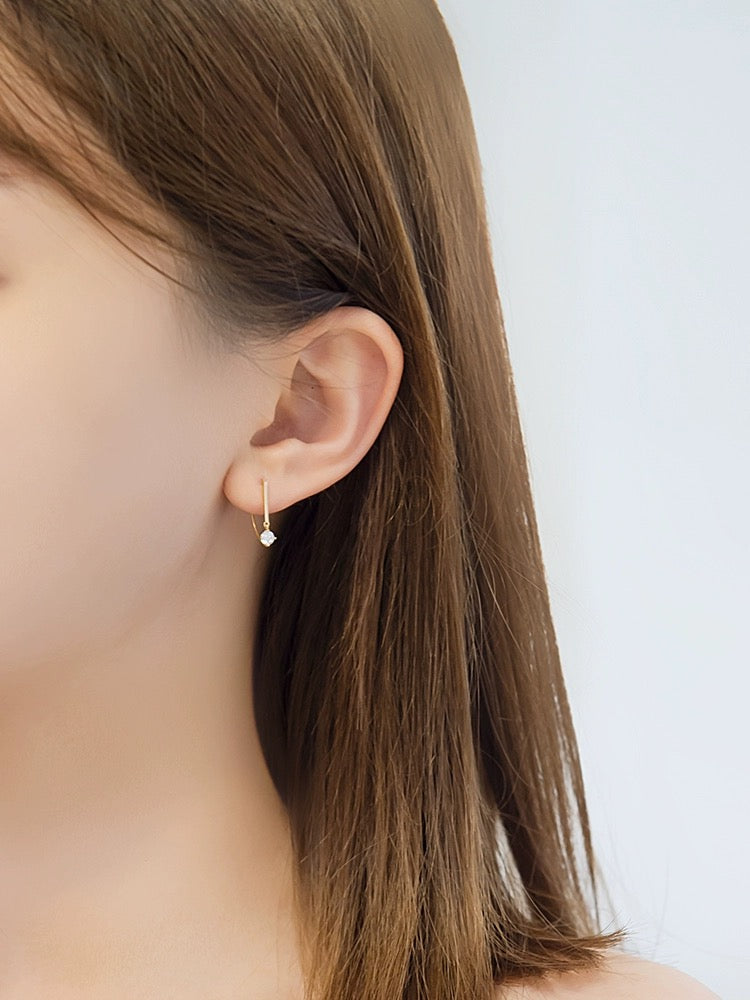 Semi Arc Gem Ear Hook Earrings