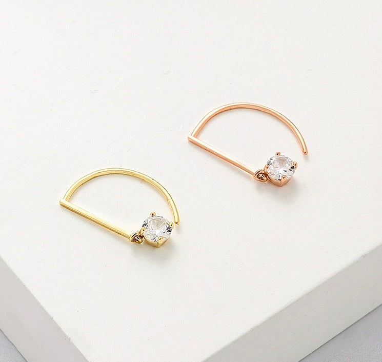 Semi Arc Gem Ear Hook Earrings