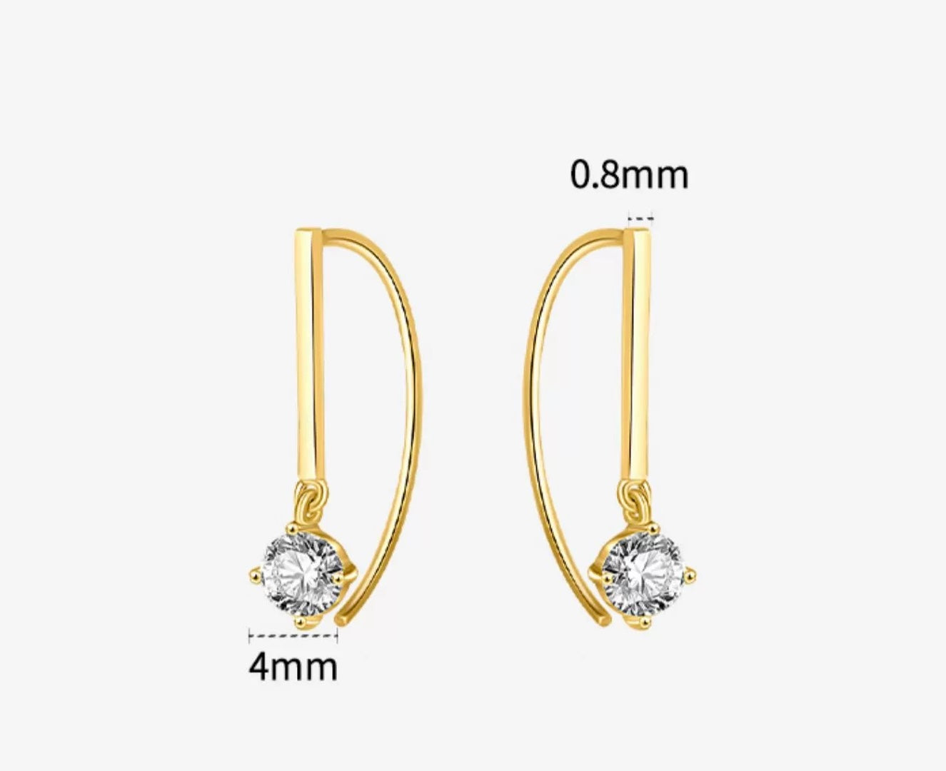 Semi Arc Gem Ear Hook Earrings