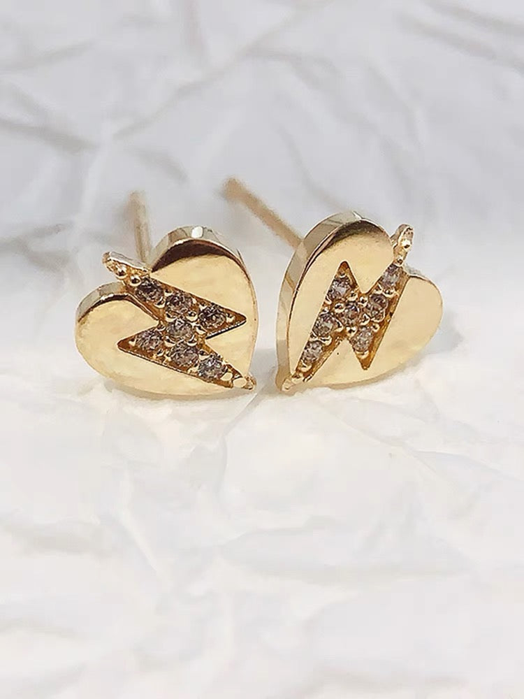 Thunder Heart Stud Earrings