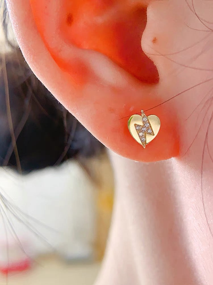 Thunder Heart Stud Earrings