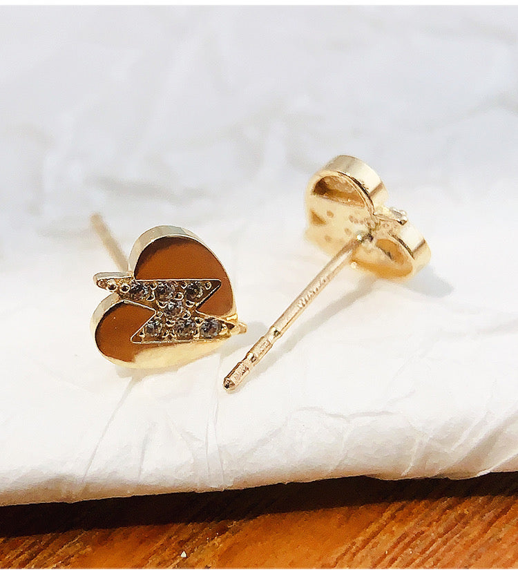 Thunder Heart Stud Earrings