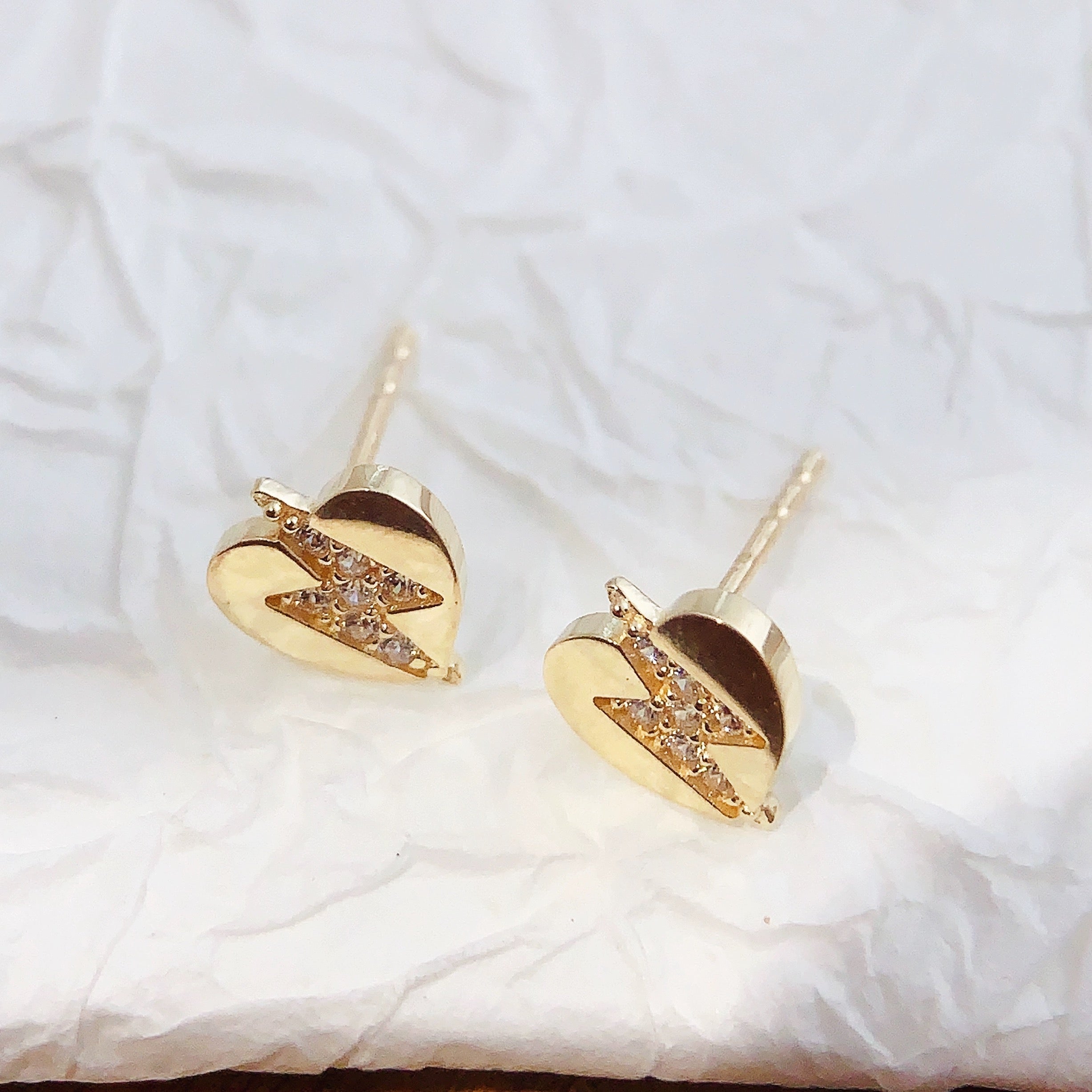 Thunder Heart Stud Earrings