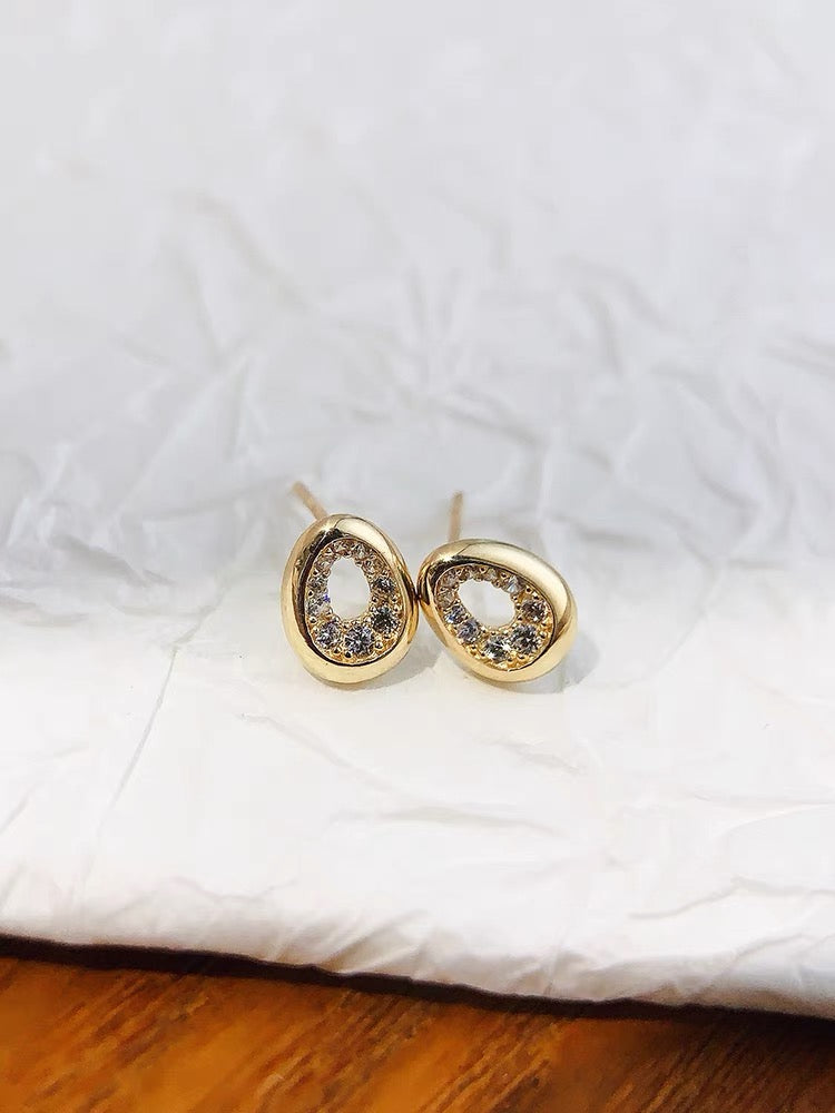 Inner Crystal Egg Stud Earrings