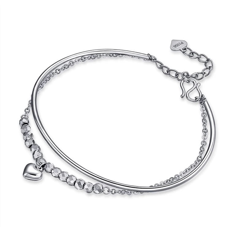 Puff Heart Disco Ball Chain & Bangle Bracelet