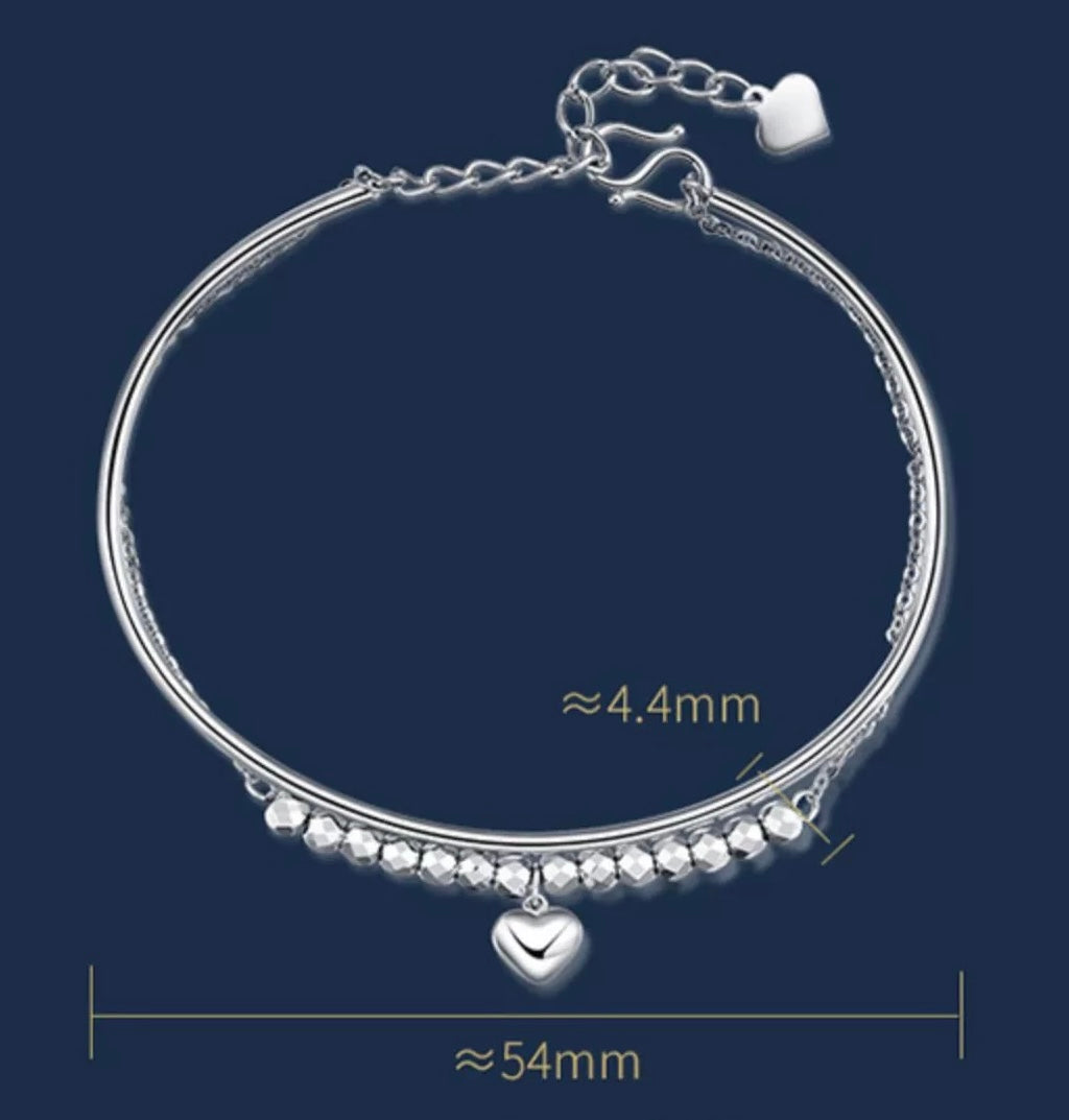 Puff Heart Disco Ball Chain & Bangle Bracelet