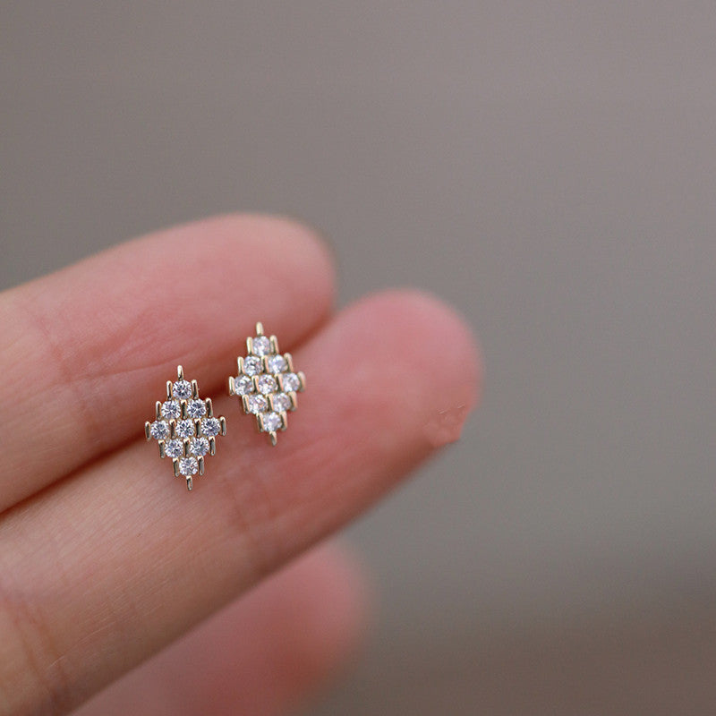 Diamond Panel Stud Earrings