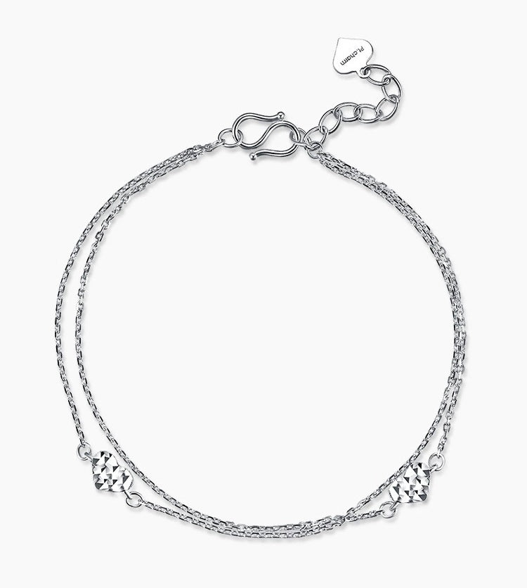 Twin Chain Mirrored Hearts Bracelet