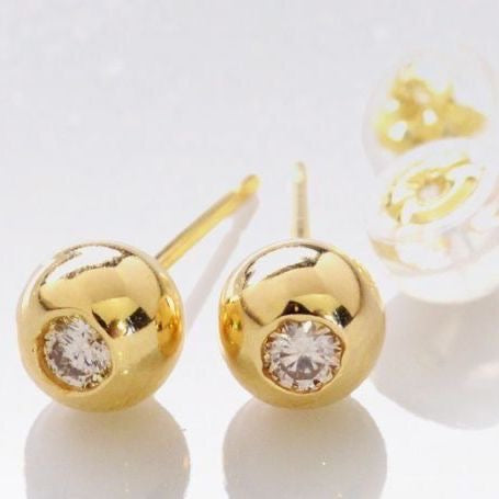 Bezel Eye Dome Stud Earrings