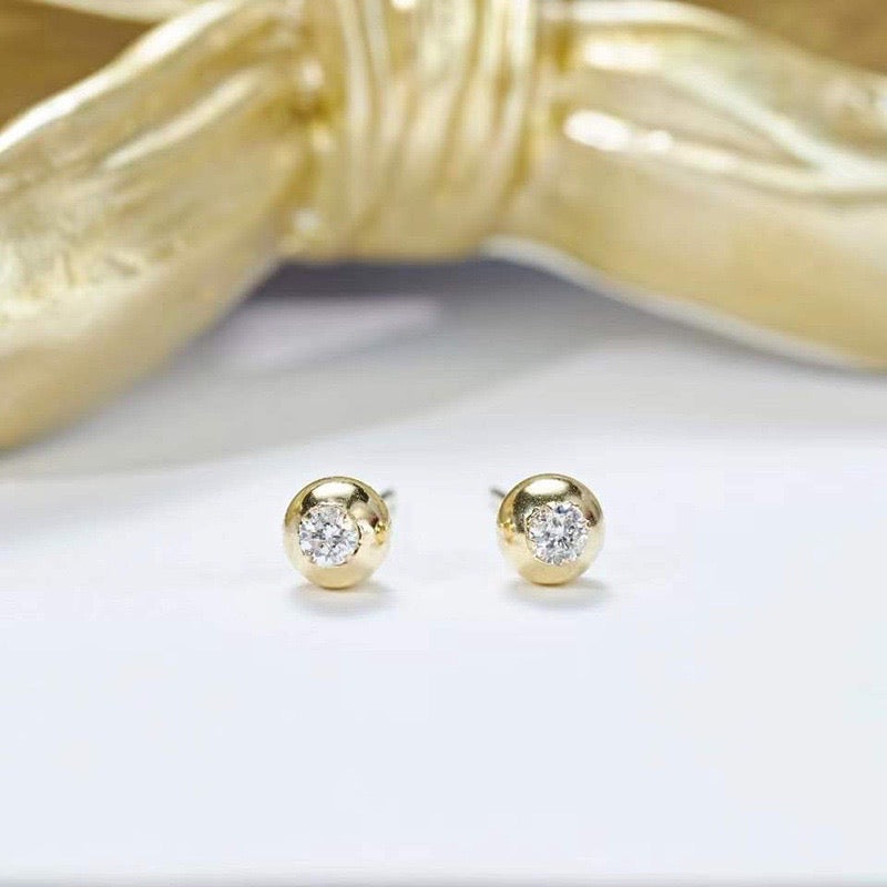 Bezel Eye Dome Stud Earrings