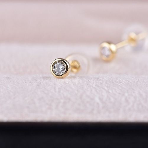 Bezel Eye Dome Stud Earrings