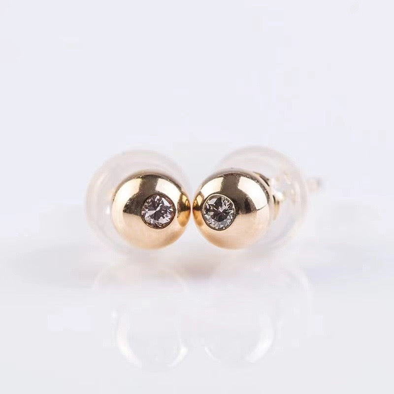 Bezel Eye Dome Stud Earrings