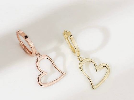 Swinging Love Heart Huggie Hoops