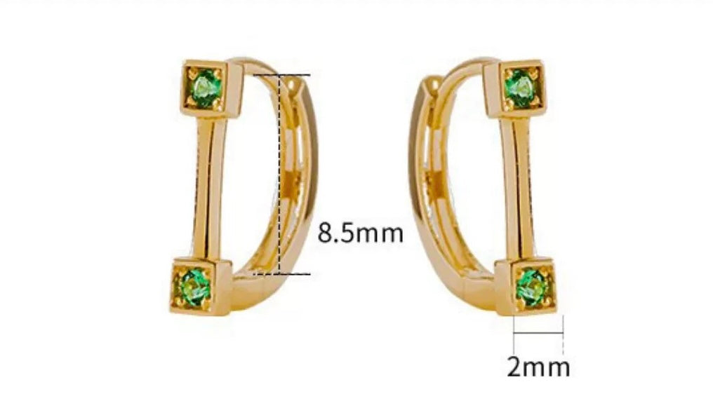 Green Moissanite Sassy Huggie Hoops