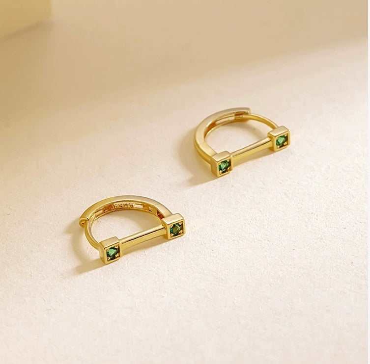 Green Moissanite Sassy Huggie Hoops